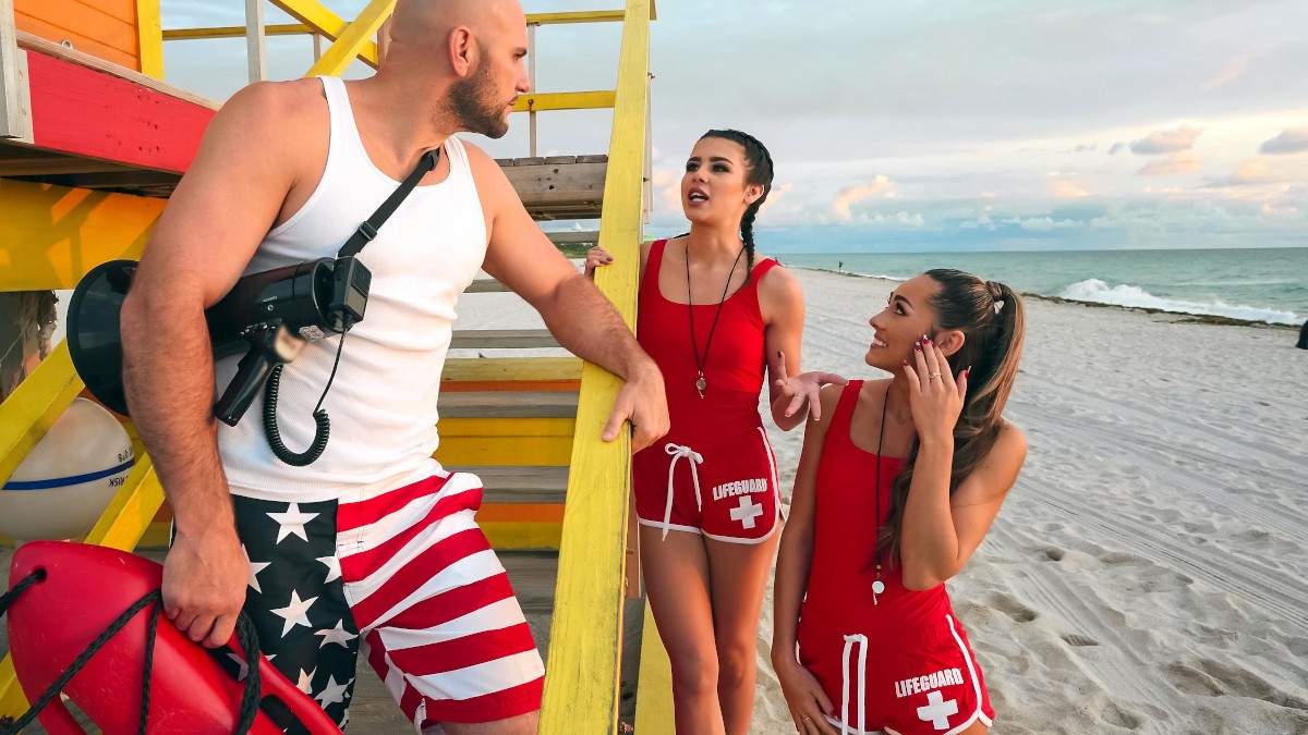 Horny Lifeguards Share a Cock
