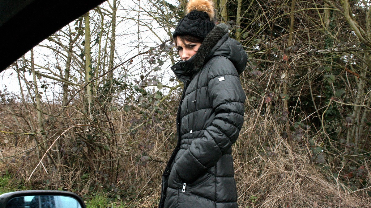 Stranded Frenchie Fucks in the Car