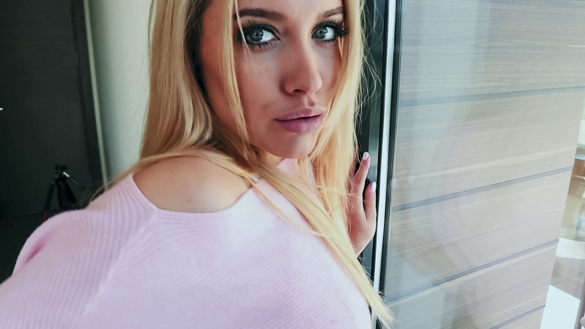 Gorgeous Chick in Pink Sweater Deepthroats a Cock and Gets Fucked on Balcony