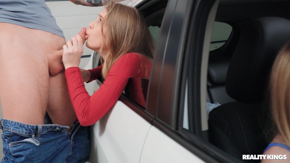 Little Angel and Leo Gaffer: Russian Blonde Sucks from the Backseat