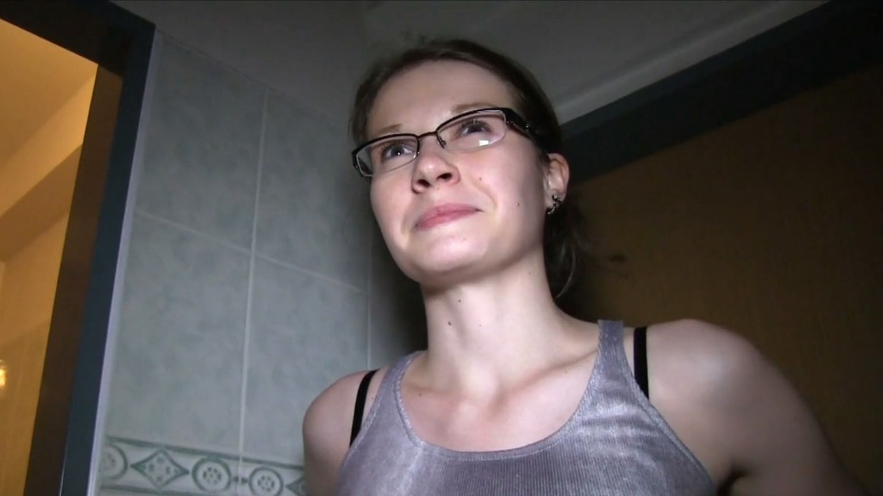 Hot glasses babe fucks in public bathroom Trailer Video on fakehub