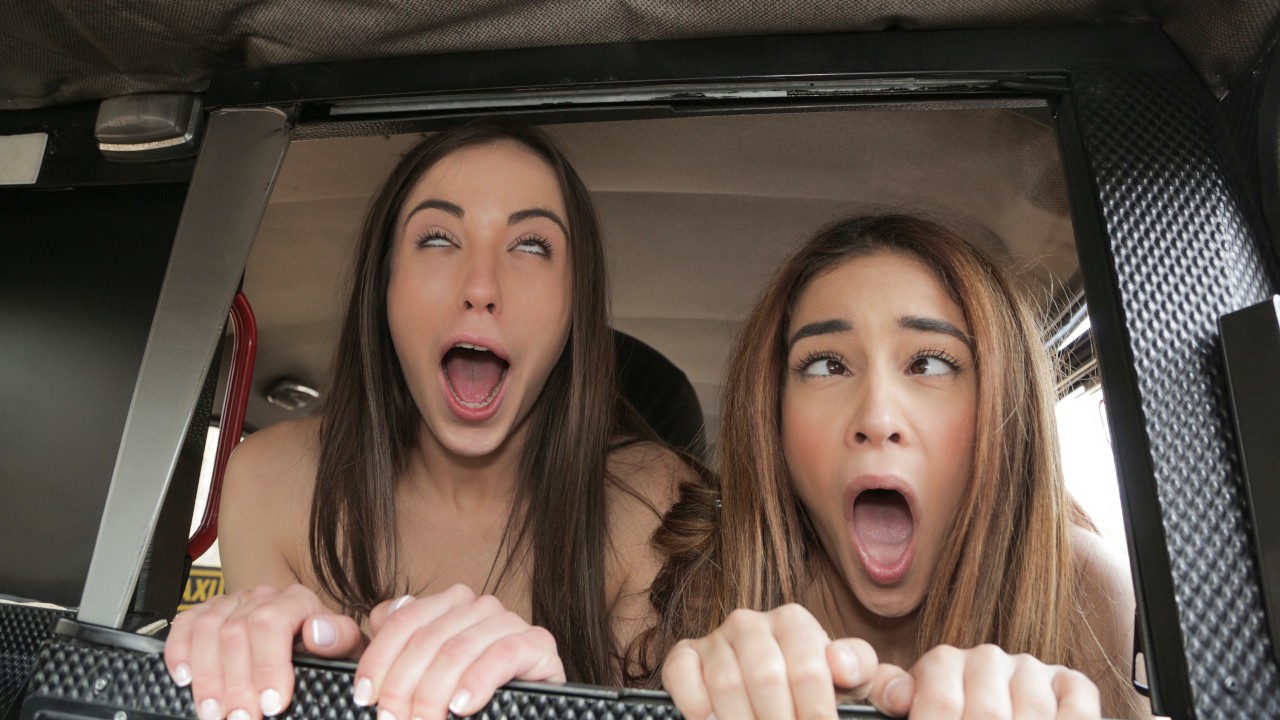 Cheeky Spanish Lesbians fuck Cabbie Trailer Video on fakehub