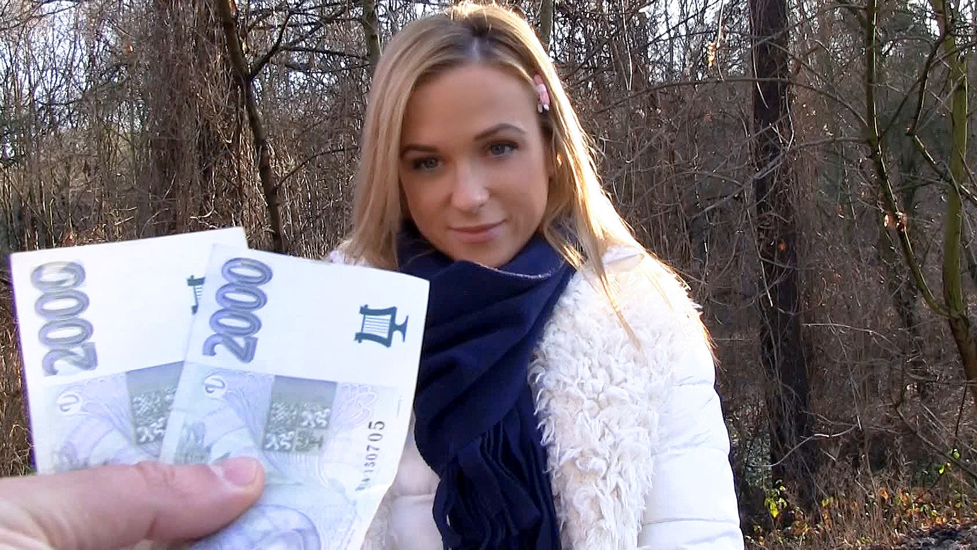 Euro Babe Rides Dick Outdoors