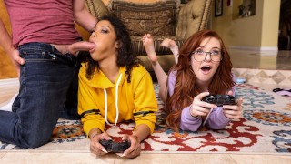 Gamer Girl Threesome Action porn video