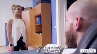 Mr. Big Fat Dick and Izzy Mendosa in Sexy secretary consoles depressed employee episode