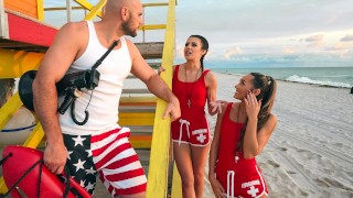 Horny Lifeguards Share A Cock with Mackenzie Mace, Kylie Rocket, JMac in Brazzers Exxtra by Brazzers