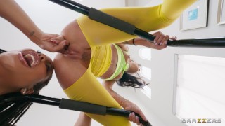Kira Noir and Ryan Reid and Mikey Star in Lesbians Level Up Their Workout episode
