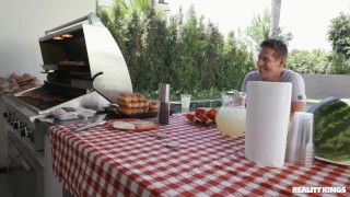 Hailey Rose and Mick Blue in Sneaky Backyard BBQ Bang episode
