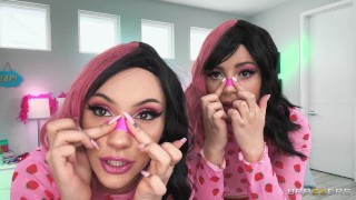 Jazmin Luv and Bella Luna  and Bruce Venture in Sneaky Lookalike Camgirls Get Cocked episode