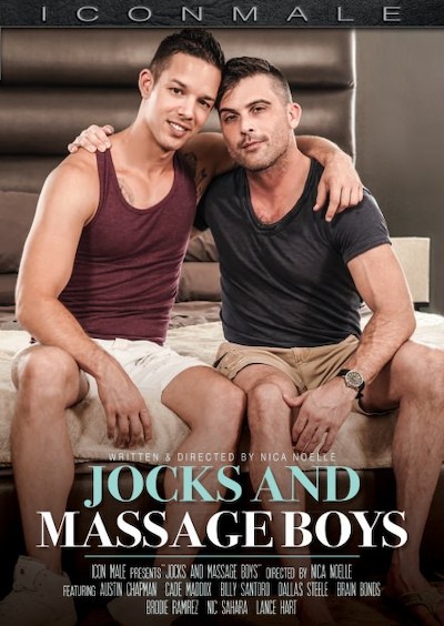 Jocks and Massage Boys Porn DVD Cover with Cade Maddox, Brodie Ramirez, Billy Santoro, Austin Chapman, Brian Bonds, Dallas Steele, Lance Hart, Nic Sahara naked 