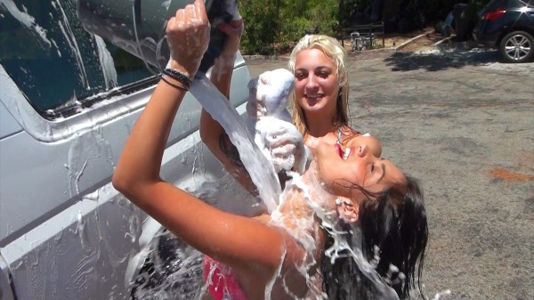 Car Wash Wager Porn Photo with Giselle Mari, Hailey Holiday, Tinslee Reagan naked